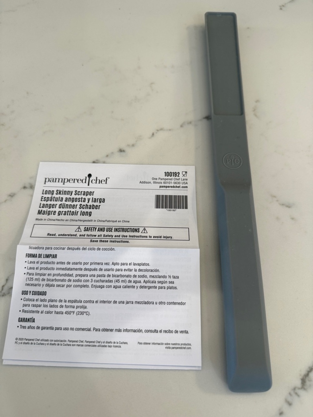 Pampered Chef Long Skinny Scraper in Slate Gray (#100192)